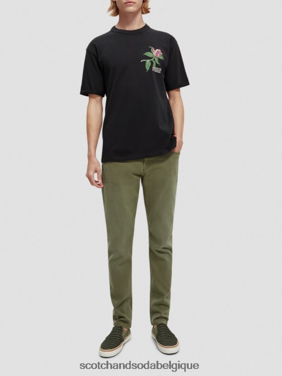 vêtements Scotch & Soda t-shirt coupe décontractée à motif artistique biologique- Scotch and Soda Belgique noir 6BZRBF362