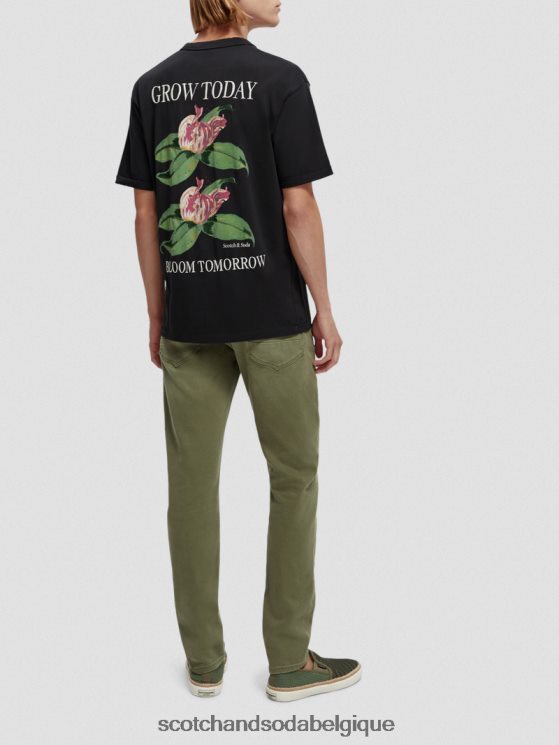 vêtements Scotch & Soda t-shirt coupe décontractée à motif artistique biologique- Scotch and Soda Belgique noir 6BZRBF362