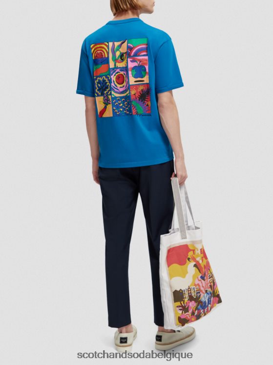 vêtements Scotch & Soda t-shirt coupe décontractée à motif artistique biologique- Scotch and Soda shop near me iris bleu 6BZRBF360