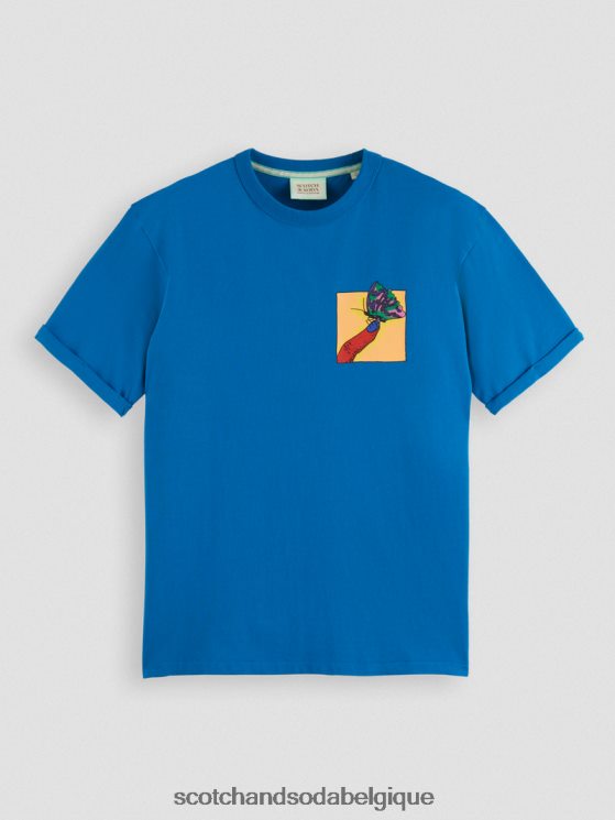 vêtements Scotch & Soda t-shirt coupe décontractée à motif artistique biologique- Scotch and Soda shop near me iris bleu 6BZRBF360