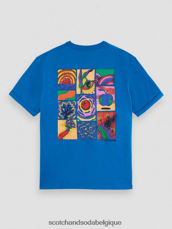 vêtements Scotch & Soda t-shirt coupe décontractée à motif artistique biologique- Scotch and Soda shop near me iris bleu 6BZRBF360