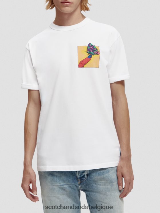 vêtements Scotch & Soda t-shirt coupe décontractée à motif artistique biologique- Scotch and Soda shop online blanc 6BZRBF359