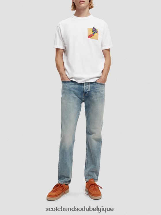 vêtements Scotch & Soda t-shirt coupe décontractée à motif artistique biologique- Scotch and Soda shop online blanc 6BZRBF359