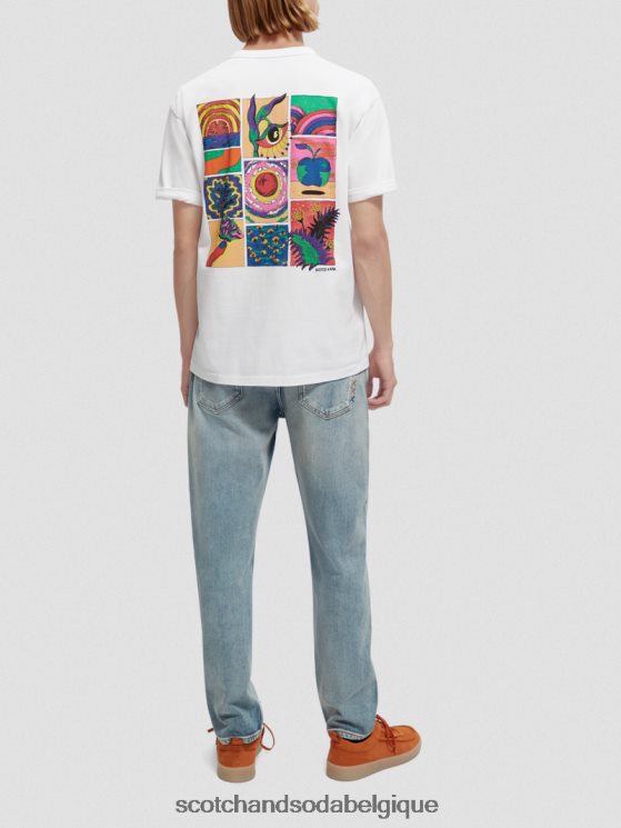 vêtements Scotch & Soda t-shirt coupe décontractée à motif artistique biologique- Scotch and Soda shop online blanc 6BZRBF359