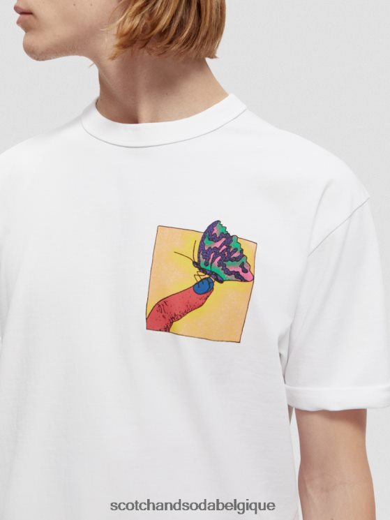 vêtements Scotch & Soda t-shirt coupe décontractée à motif artistique biologique- Scotch and Soda shop online blanc 6BZRBF359