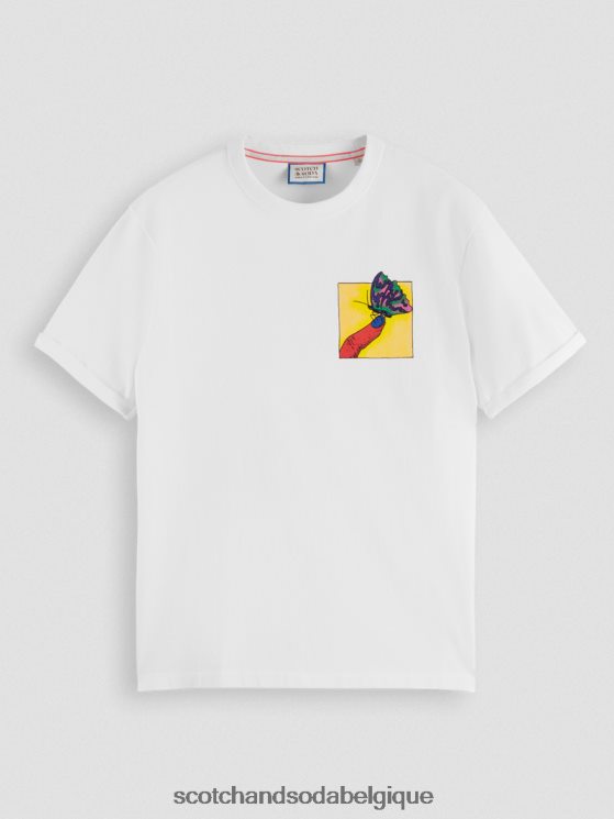 vêtements Scotch & Soda t-shirt coupe décontractée à motif artistique biologique- Scotch and Soda shop online blanc 6BZRBF359