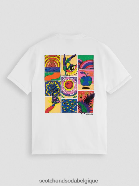 vêtements Scotch & Soda t-shirt coupe décontractée à motif artistique biologique- Scotch and Soda shop online blanc 6BZRBF359