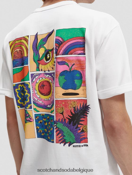 vêtements Scotch & Soda t-shirt coupe décontractée à motif artistique biologique- Scotch and Soda shop online blanc 6BZRBF359