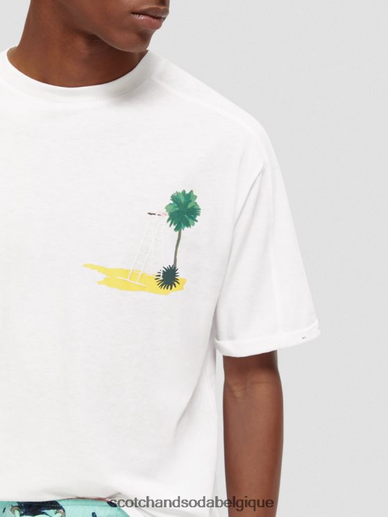 vêtements Scotch & Soda t-shirt décontracté à motif artistique- Scotch and Soda Liﾨﾨge blanc 6BZRBF420