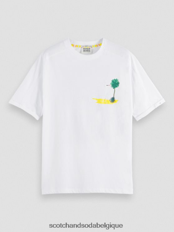 vêtements Scotch & Soda t-shirt décontracté à motif artistique- Scotch and Soda Liﾨﾨge blanc 6BZRBF420
