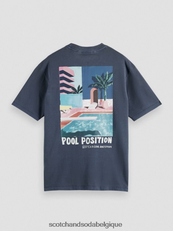 vêtements Scotch & Soda t-shirt décontracté à motif artistique- Scotch and Soda outlet marine 6BZRBF424