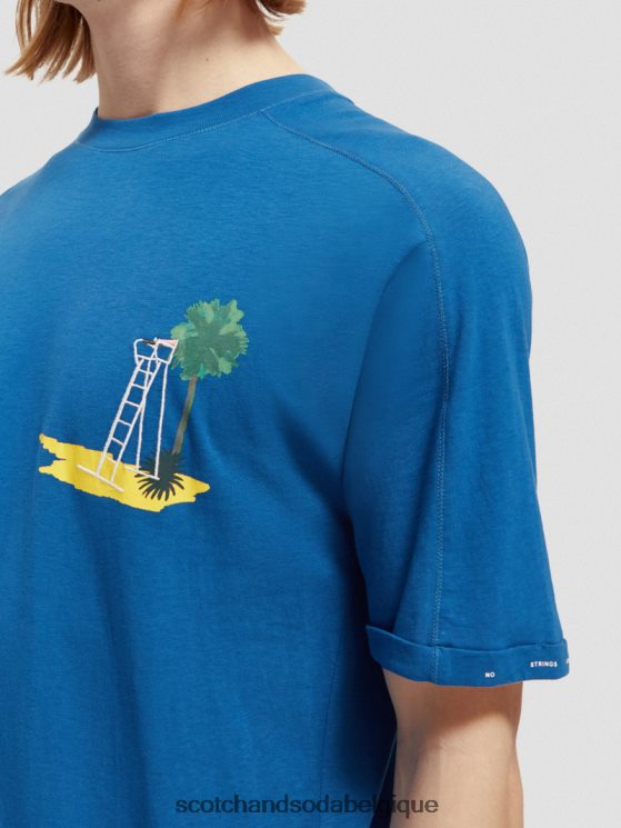 vêtements Scotch & Soda t-shirt décontracté à motif artistique- Scotch and Soda parfum Bleu Riviera 6BZRBF421