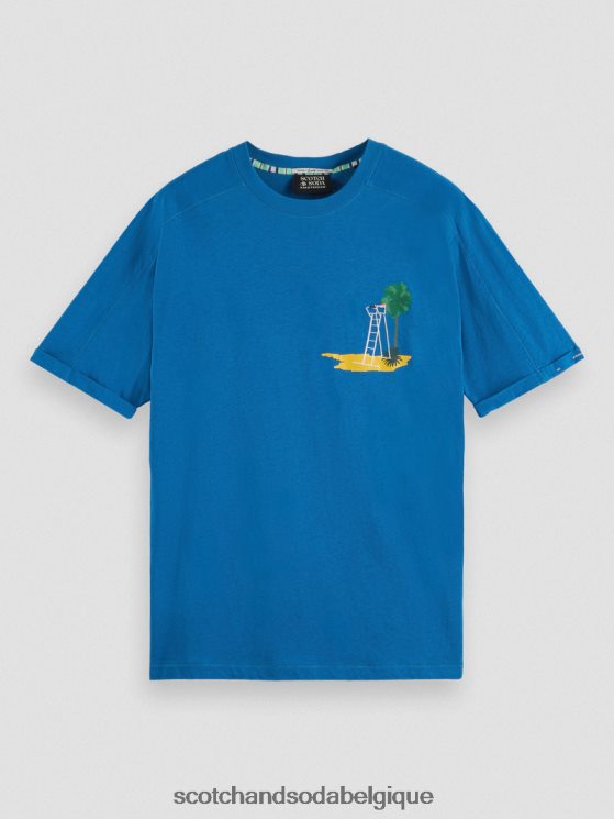vêtements Scotch & Soda t-shirt décontracté à motif artistique- Scotch and Soda parfum Bleu Riviera 6BZRBF421