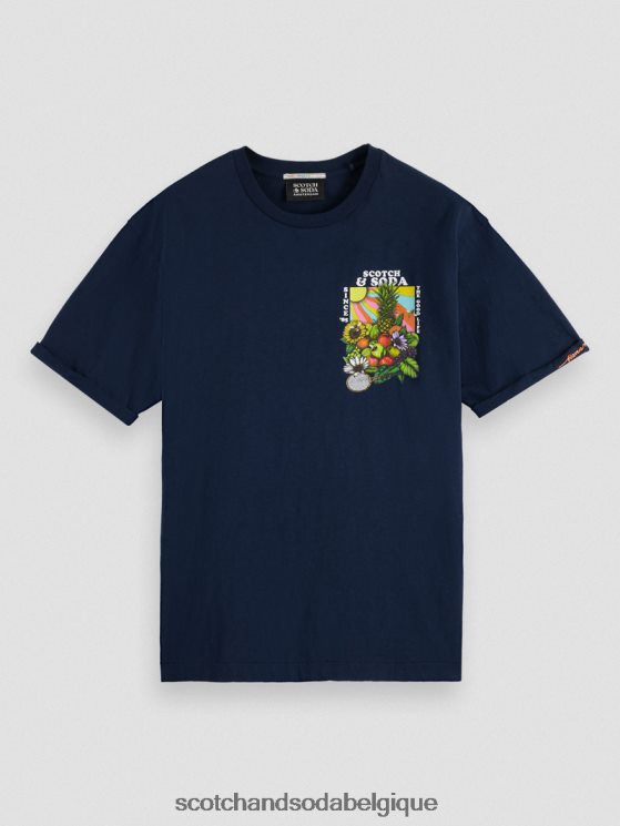 vêtements Scotch & Soda t-shirt décontracté à motif artistique- Scotch and Soda parfum marine 6BZRBF457