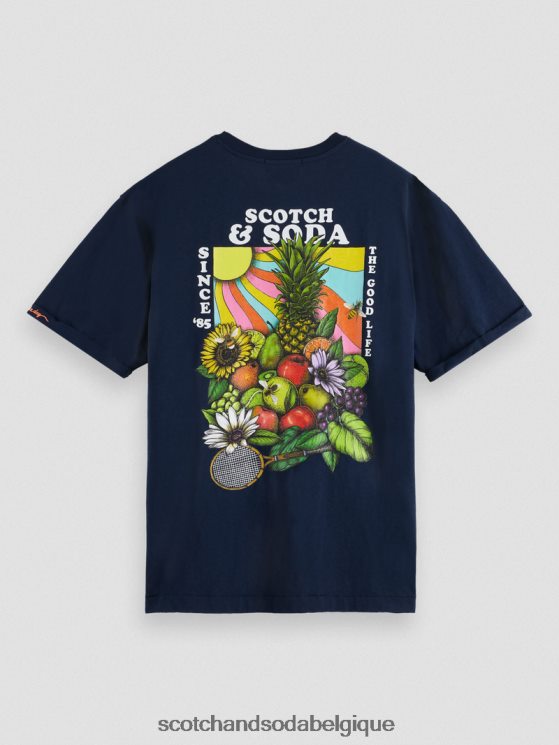 vêtements Scotch & Soda t-shirt décontracté à motif artistique- Scotch and Soda parfum marine 6BZRBF457