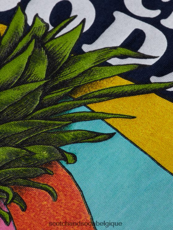 vêtements Scotch & Soda t-shirt décontracté à motif artistique- Scotch and Soda parfum marine 6BZRBF457