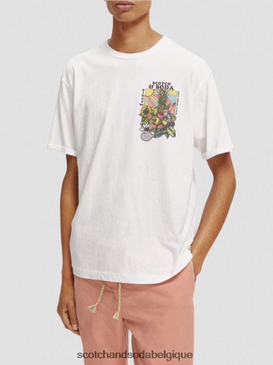 vêtements Scotch & Soda t-shirt décontracté à motif artistique- Scotch and Soda shop near me blanc 6BZRBF459