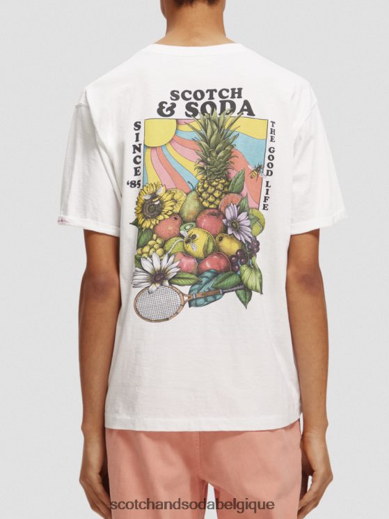 vêtements Scotch & Soda t-shirt décontracté à motif artistique- Scotch and Soda shop near me blanc 6BZRBF459