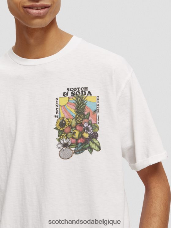 vêtements Scotch & Soda t-shirt décontracté à motif artistique- Scotch and Soda shop near me blanc 6BZRBF459