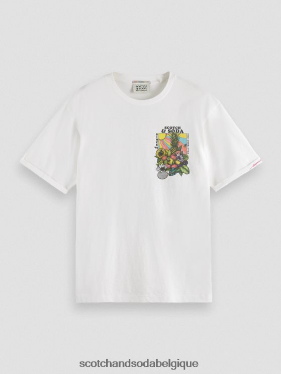 vêtements Scotch & Soda t-shirt décontracté à motif artistique- Scotch and Soda shop near me blanc 6BZRBF459