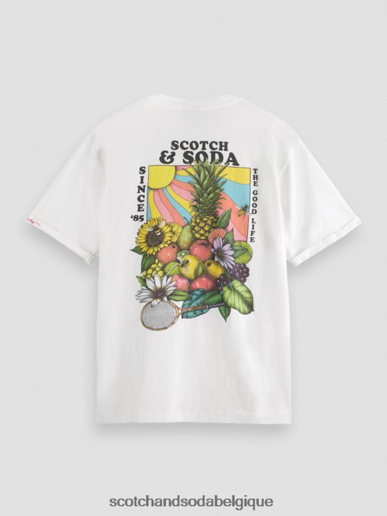 vêtements Scotch & Soda t-shirt décontracté à motif artistique- Scotch and Soda shop near me blanc 6BZRBF459