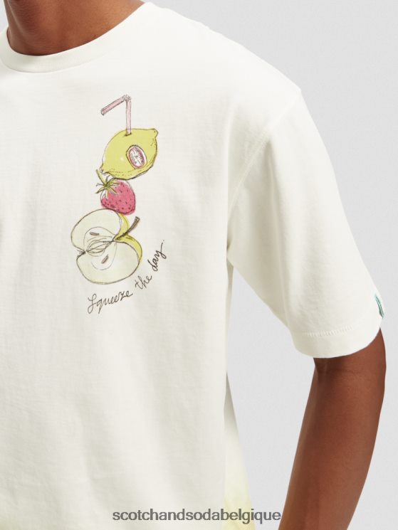 vêtements Scotch & Soda t-shirt décontracté à motif imprimé dip-dye- Scotch and Soda Namur blanc 6BZRBF418