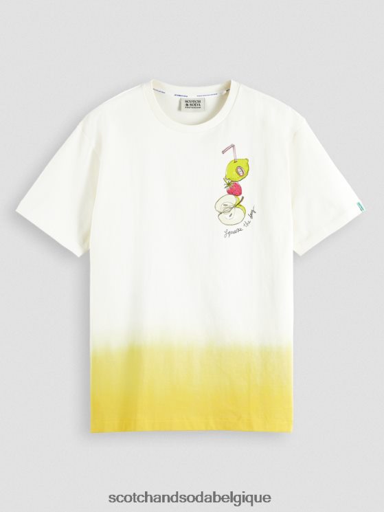 vêtements Scotch & Soda t-shirt décontracté à motif imprimé dip-dye- Scotch and Soda Namur blanc 6BZRBF418