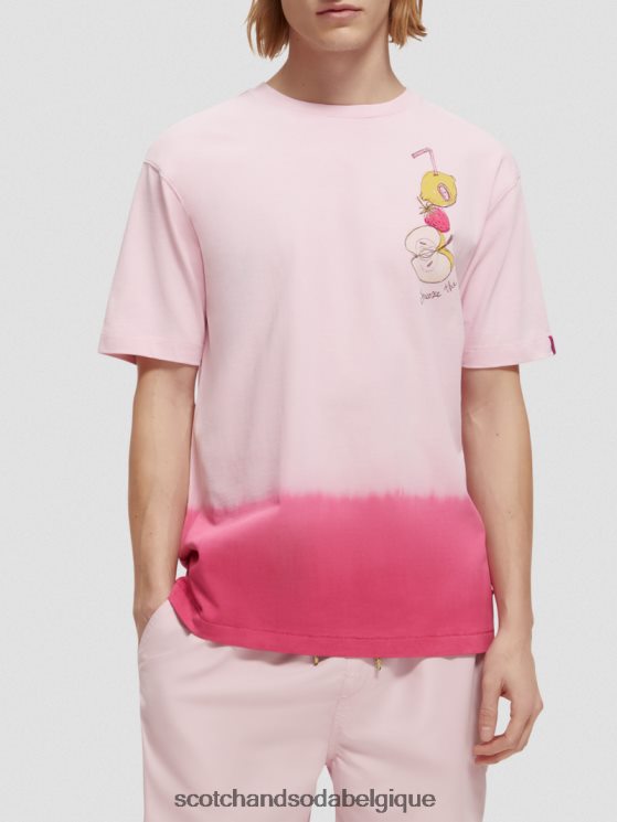 vêtements Scotch & Soda t-shirt décontracté à motif imprimé dip-dye- Scotch and Soda femme pierre rose 6BZRBF419