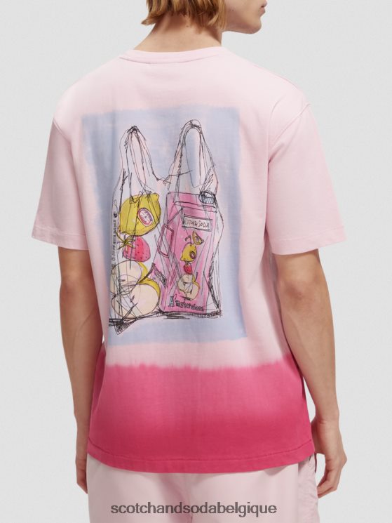 vêtements Scotch & Soda t-shirt décontracté à motif imprimé dip-dye- Scotch and Soda femme pierre rose 6BZRBF419