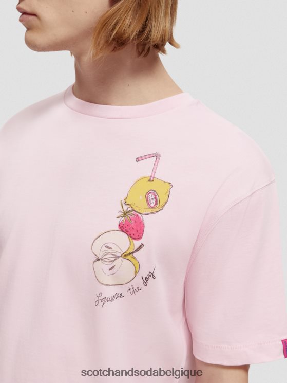 vêtements Scotch & Soda t-shirt décontracté à motif imprimé dip-dye- Scotch and Soda femme pierre rose 6BZRBF419