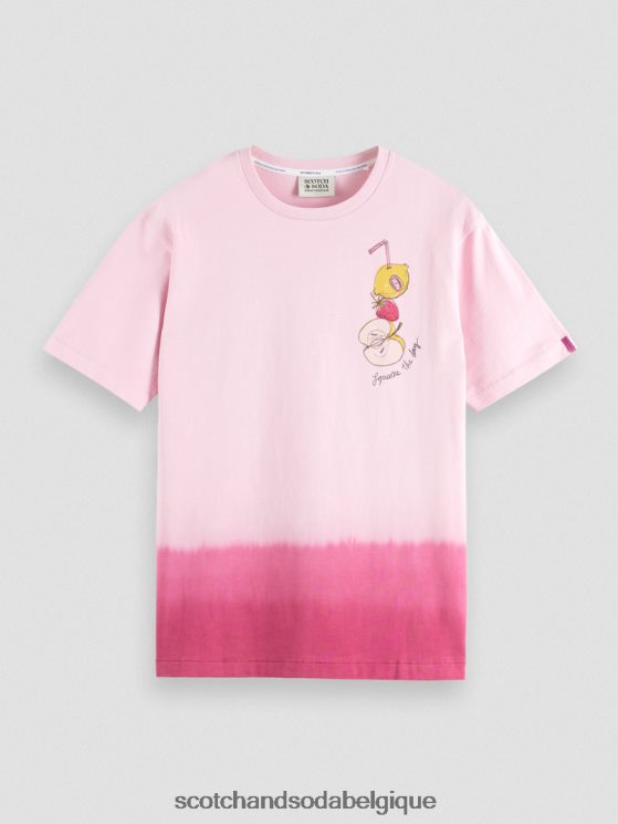 vêtements Scotch & Soda t-shirt décontracté à motif imprimé dip-dye- Scotch and Soda femme pierre rose 6BZRBF419