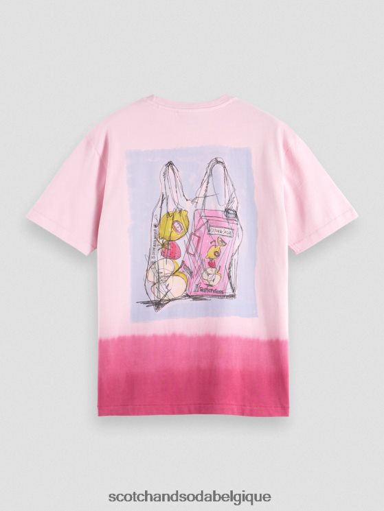 vêtements Scotch & Soda t-shirt décontracté à motif imprimé dip-dye- Scotch and Soda femme pierre rose 6BZRBF419