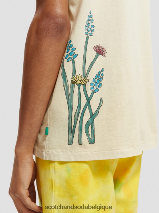 vêtements Scotch & Soda t-shirt délavé à motif artistique- Scotch and Soda femme blanc cassé 6BZRBF446