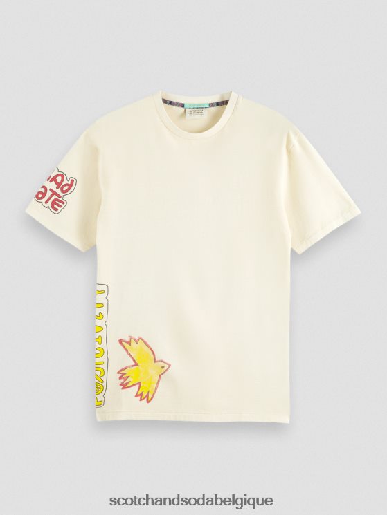 vêtements Scotch & Soda t-shirt délavé à motif artistique- Scotch and Soda femme blanc cassé 6BZRBF446