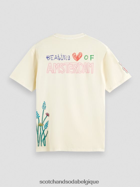 vêtements Scotch & Soda t-shirt délavé à motif artistique- Scotch and Soda femme blanc cassé 6BZRBF446