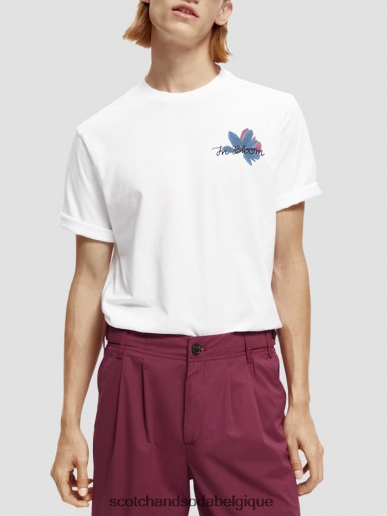 vêtements Scotch & Soda t-shirt en coton bio à motif artistique- Scotch and Soda Liﾨﾨge blanc 6BZRBF348