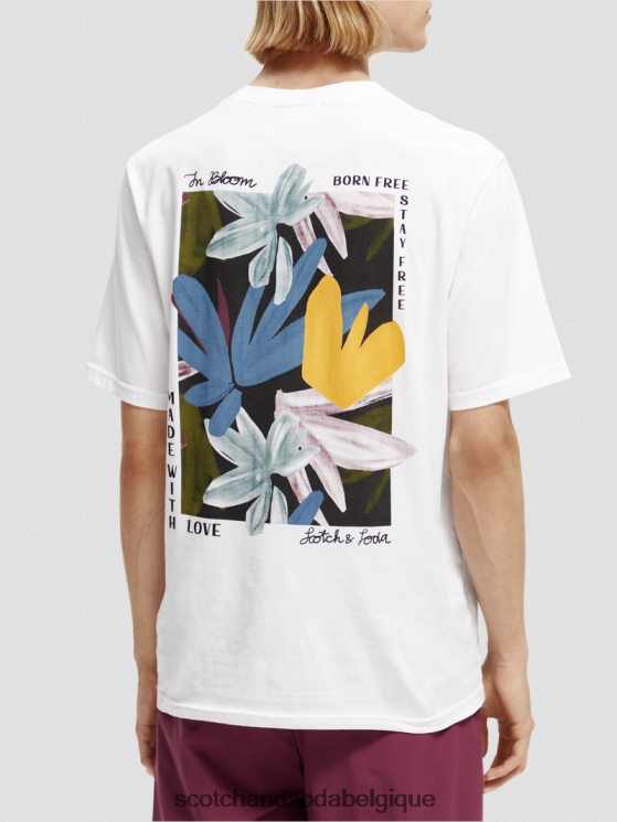 vêtements Scotch & Soda t-shirt en coton bio à motif artistique- Scotch and Soda Liﾨﾨge blanc 6BZRBF348