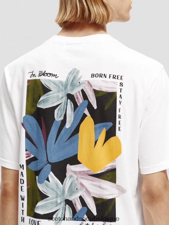 vêtements Scotch & Soda t-shirt en coton bio à motif artistique- Scotch and Soda Liﾨﾨge blanc 6BZRBF348