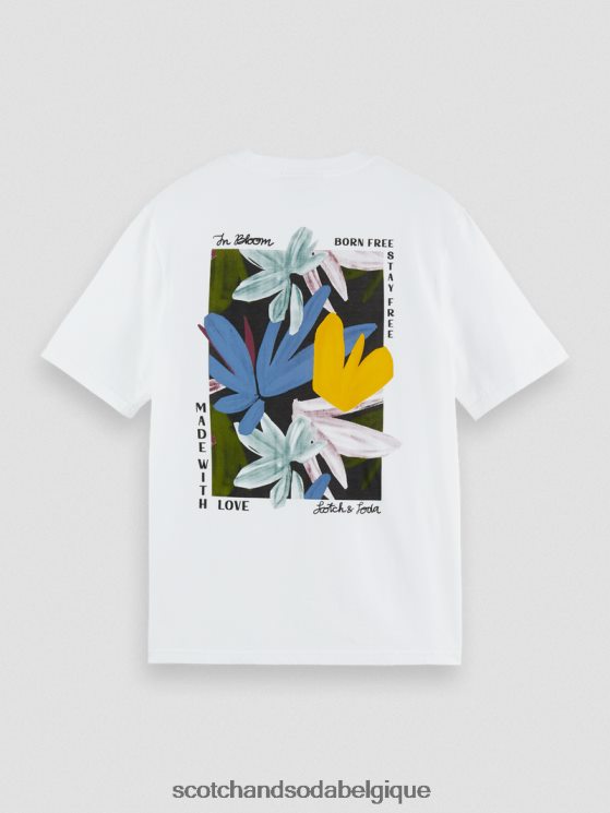 vêtements Scotch & Soda t-shirt en coton bio à motif artistique- Scotch and Soda Liﾨﾨge blanc 6BZRBF348