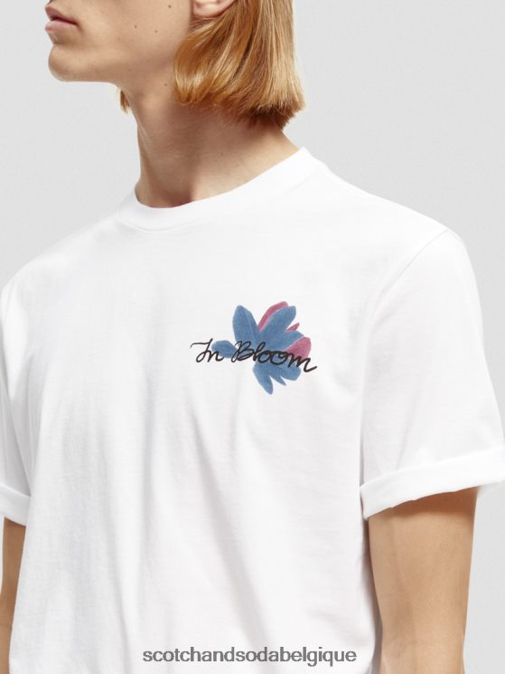 vêtements Scotch & Soda t-shirt en coton bio à motif artistique- Scotch and Soda Liﾨﾨge blanc 6BZRBF348