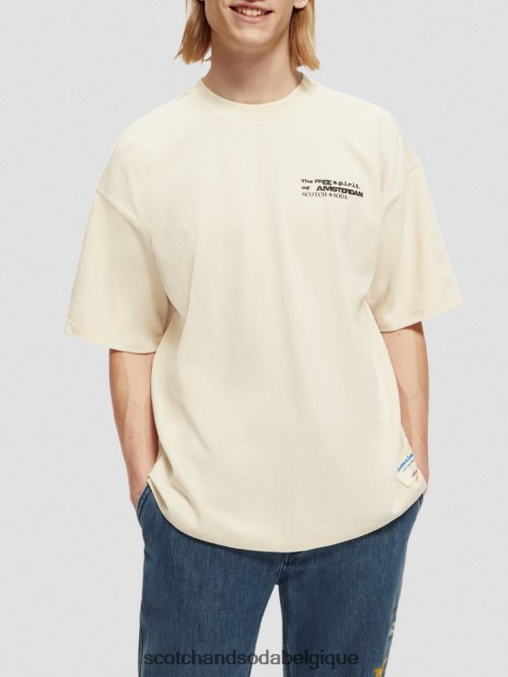 vêtements Scotch & Soda t-shirt en jersey à broderies artistiques- Scotch and Soda shop near me blanc cassé 6BZRBF351