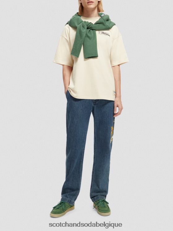 vêtements Scotch & Soda t-shirt en jersey à broderies artistiques- Scotch and Soda shop near me blanc cassé 6BZRBF351