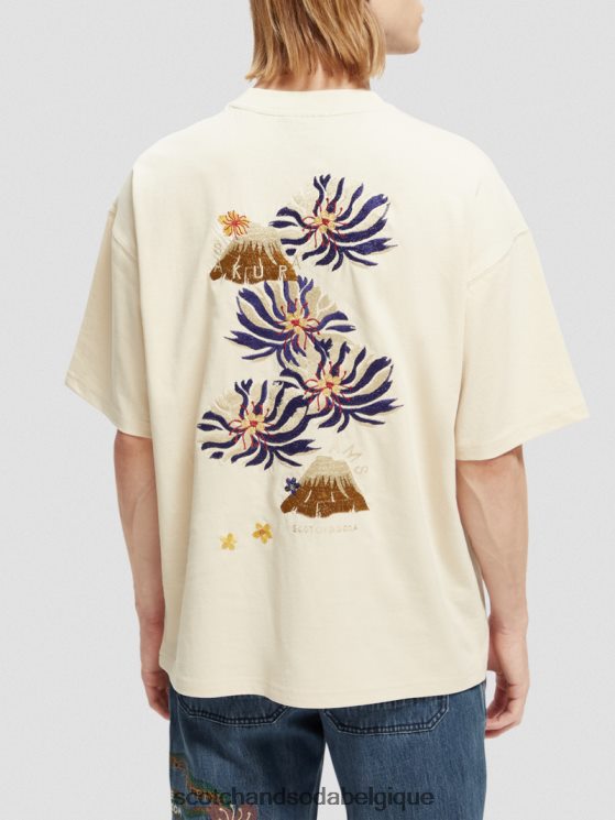 vêtements Scotch & Soda t-shirt en jersey à broderies artistiques- Scotch and Soda shop near me blanc cassé 6BZRBF351