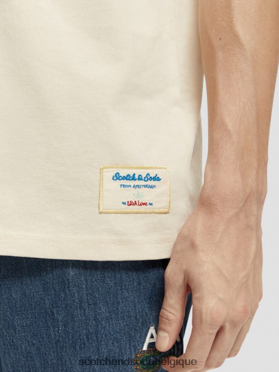 vêtements Scotch & Soda t-shirt en jersey à broderies artistiques- Scotch and Soda shop near me blanc cassé 6BZRBF351