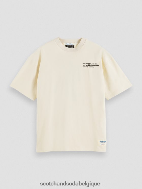 vêtements Scotch & Soda t-shirt en jersey à broderies artistiques- Scotch and Soda shop near me blanc cassé 6BZRBF351