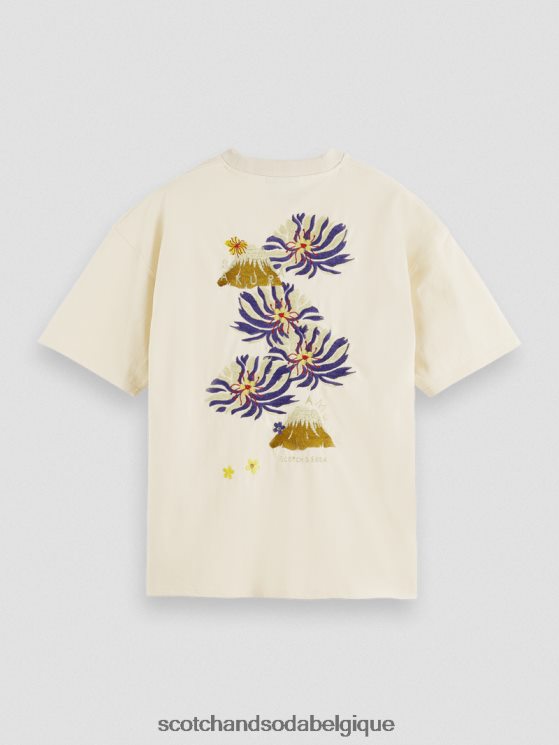 vêtements Scotch & Soda t-shirt en jersey à broderies artistiques- Scotch and Soda shop near me blanc cassé 6BZRBF351