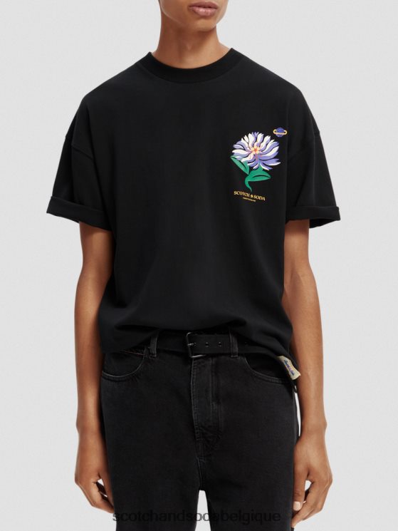 vêtements Scotch & Soda t-shirt en jersey à broderies artistiques- Scotch and Soda shop online noir 6BZRBF350
