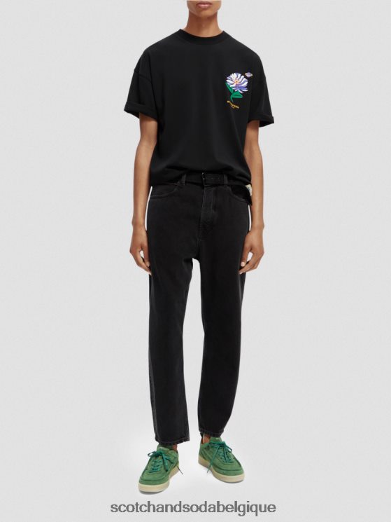 vêtements Scotch & Soda t-shirt en jersey à broderies artistiques- Scotch and Soda shop online noir 6BZRBF350