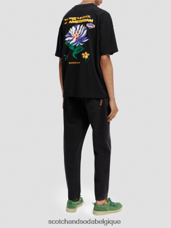 vêtements Scotch & Soda t-shirt en jersey à broderies artistiques- Scotch and Soda shop online noir 6BZRBF350