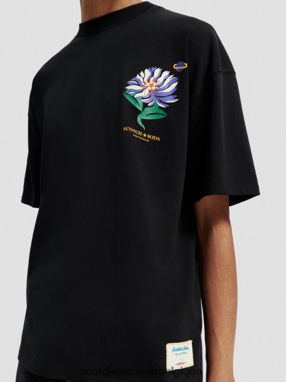vêtements Scotch & Soda t-shirt en jersey à broderies artistiques- Scotch and Soda shop online noir 6BZRBF350